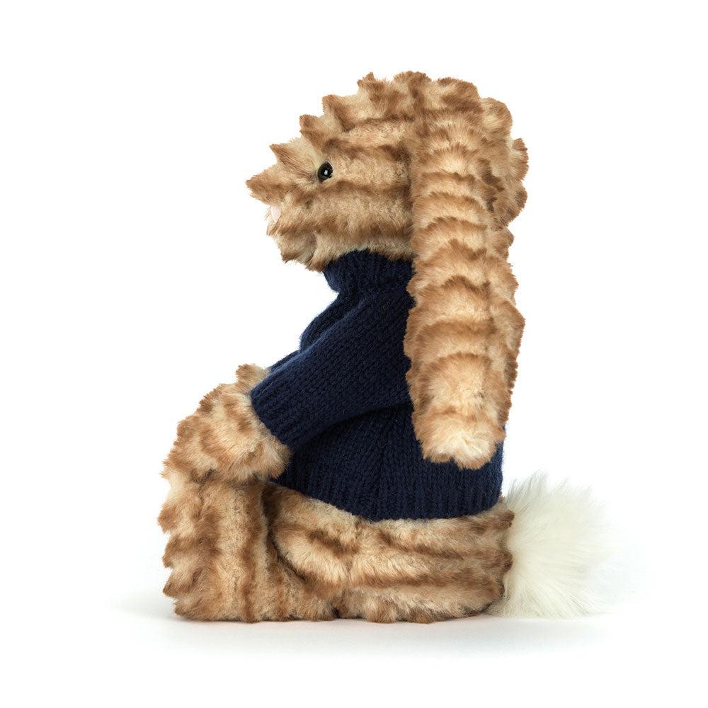 Bashful Luxe Bunny Juniper with Personalised Navy Jumper, View 3